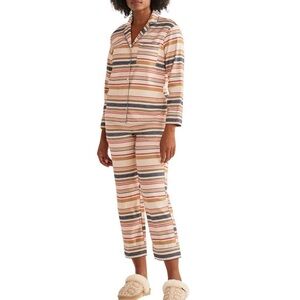 PENDLETON Cream Bridger Stripe Cotton Flannel Two-Piece Pajama Set Women's L